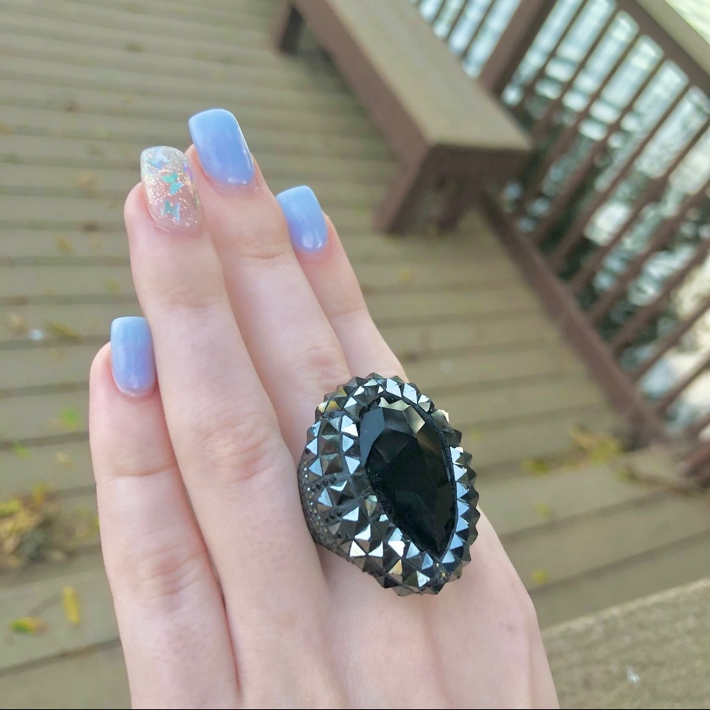 Swarovski Ring Black Hematite Jet Vesue Cocktail - Picture 8 of 12